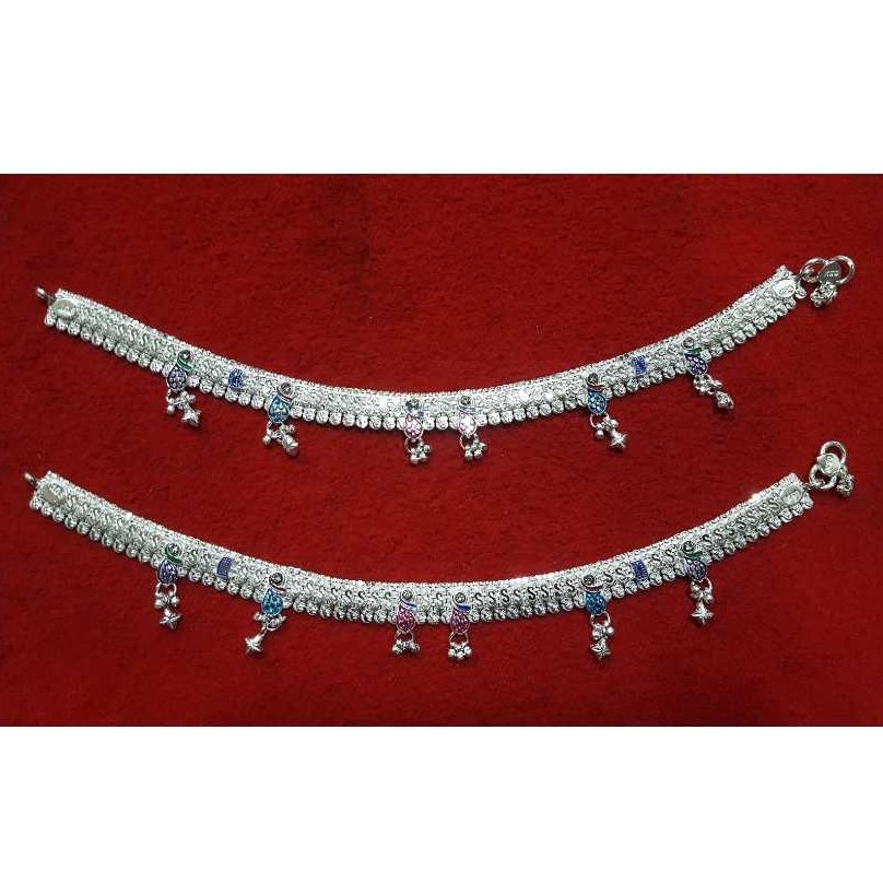 Silver Ladies Indian Fancy 3 line Bombay Fancy Payal White