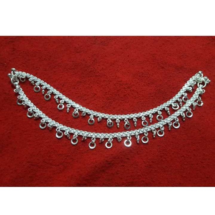 Silver Ladies Indian Fancy Kutchhi Payal White