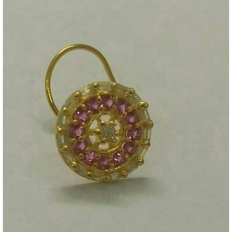 Round Shape Gold Diamond Nosepin For Ladies