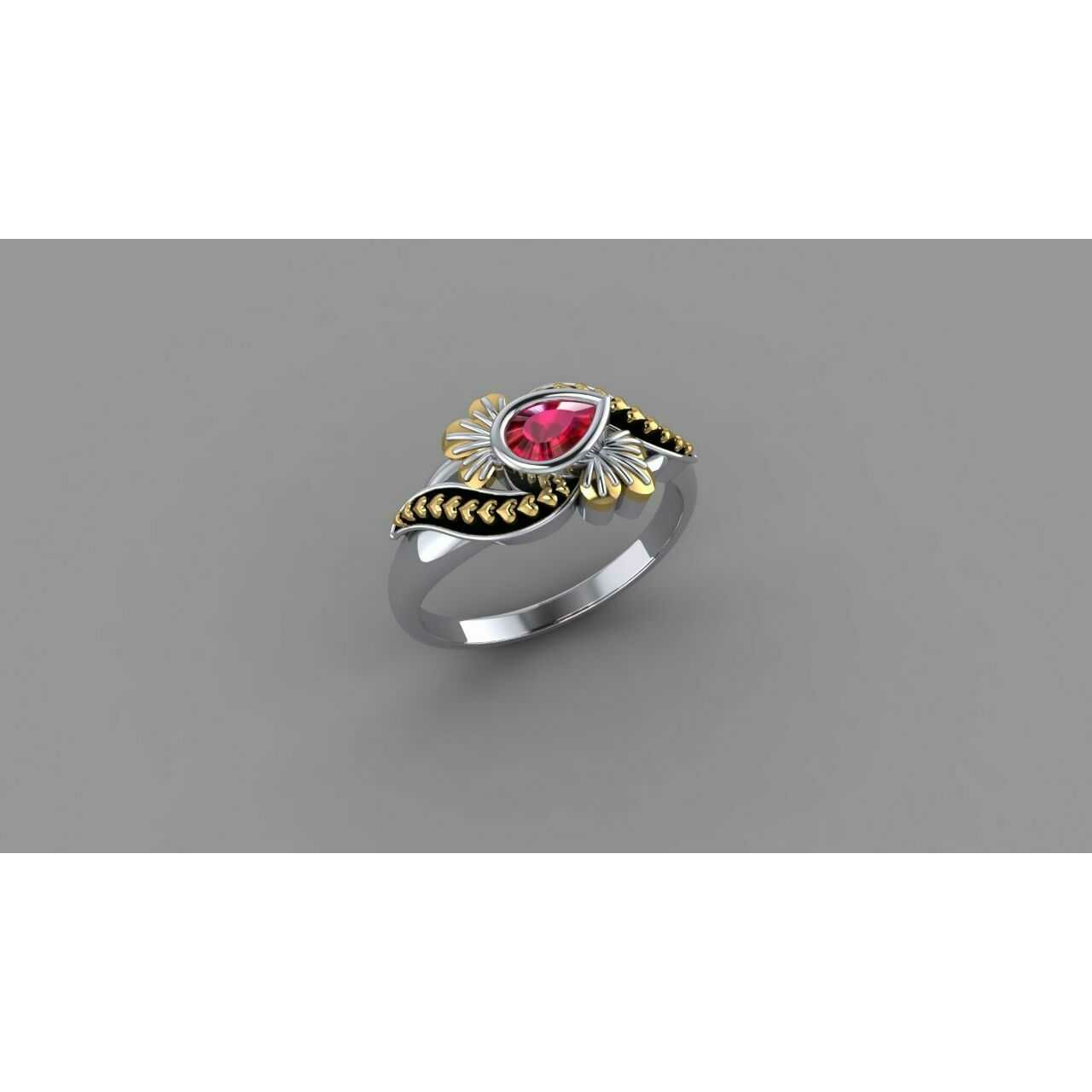 14K Single A.D Stone Modern Trendy Ring