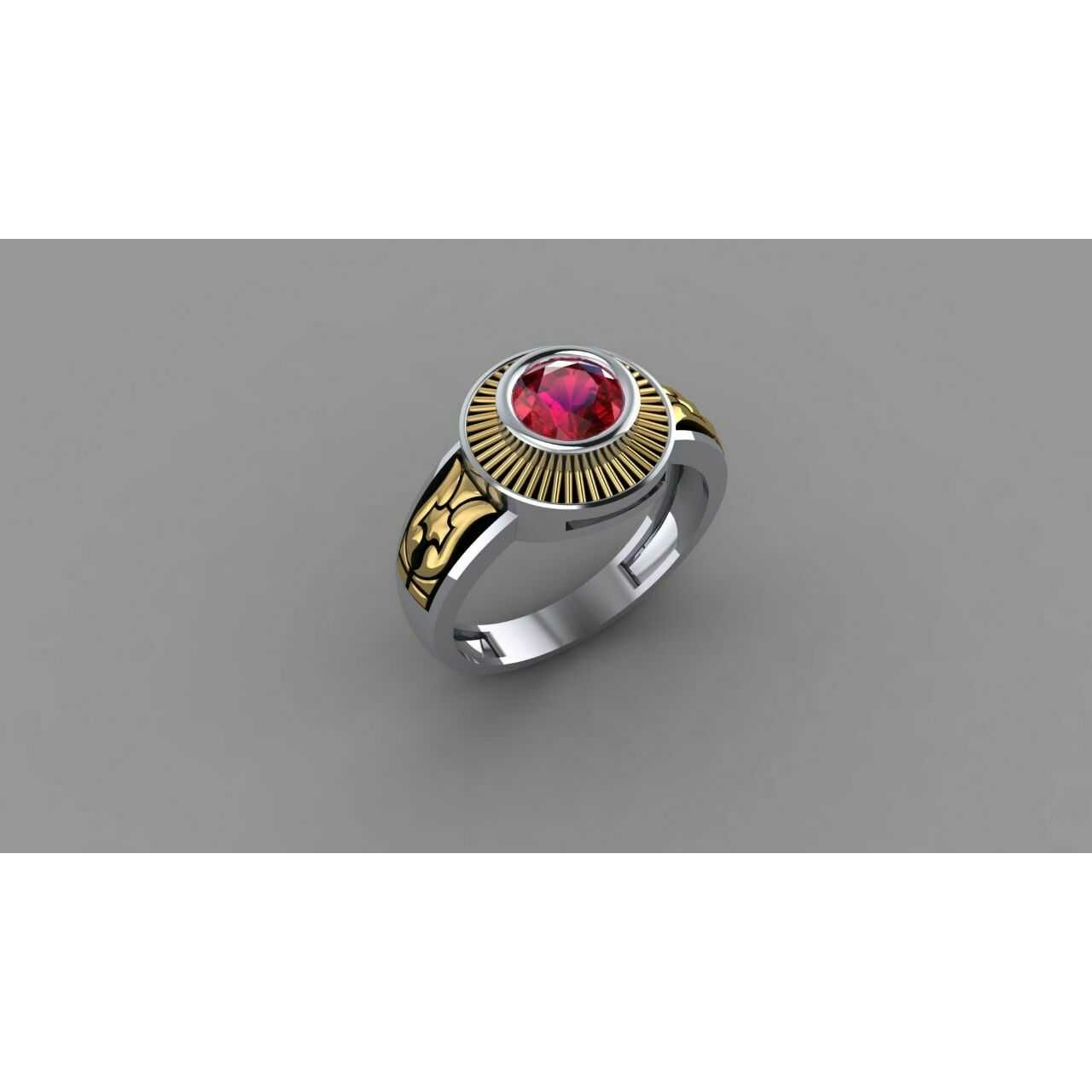 14K / 585 Silver Indian Single A.D Stone Gents Ring