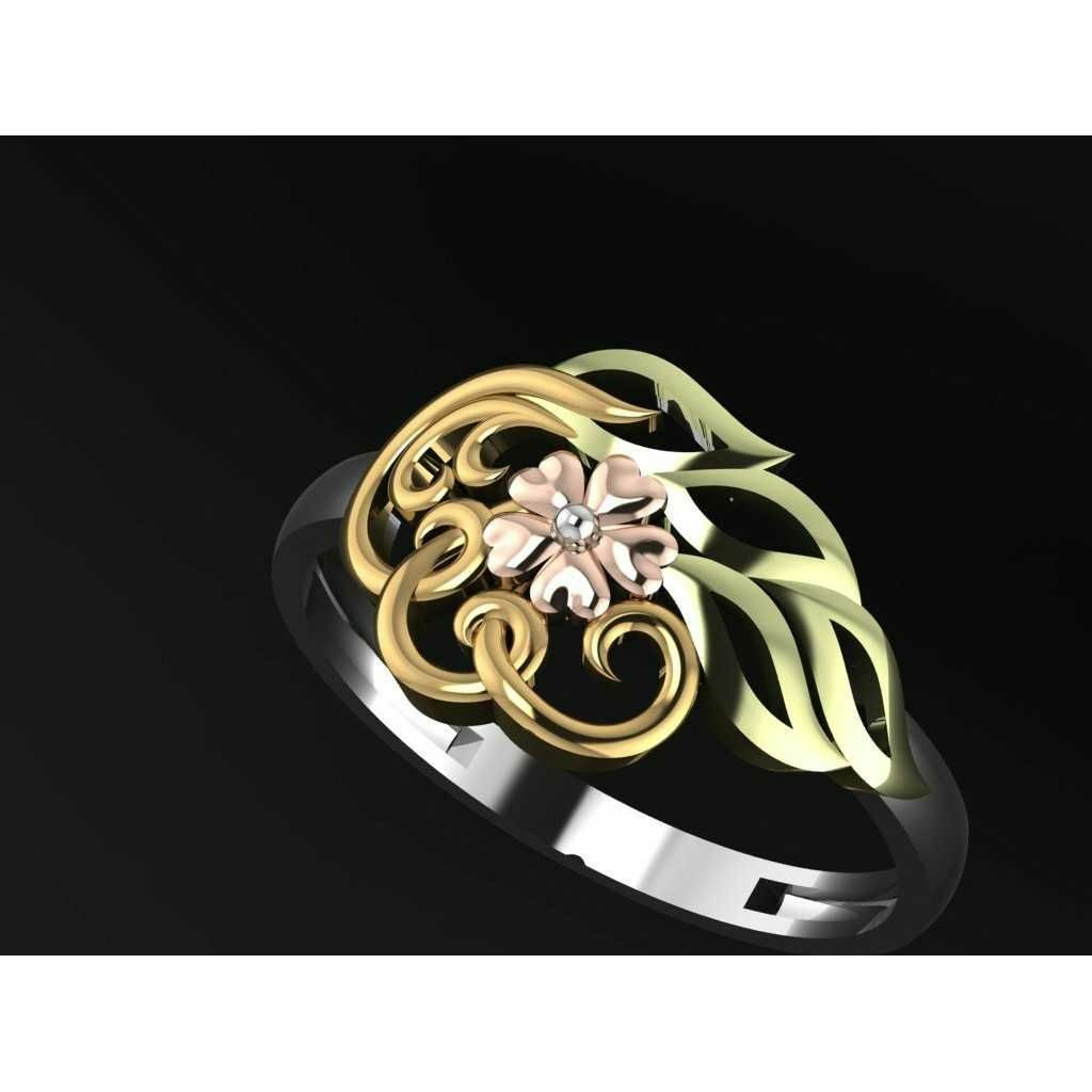 14K / 585 Silver Ladies Singapuri Indian Ladies Ring