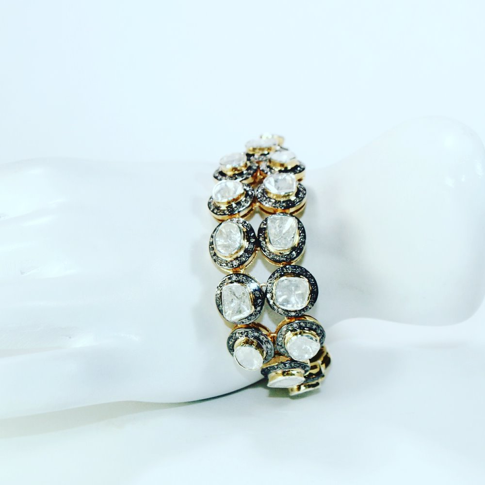 925 Silver Diamond Polki Ladies bracelet