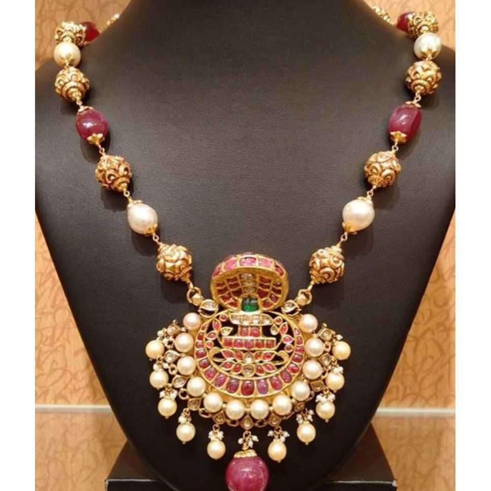 916 Gold Indian Nakshi Work Necklace