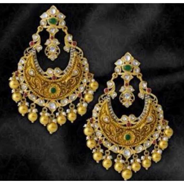 Gold Earrings Nakshi Work