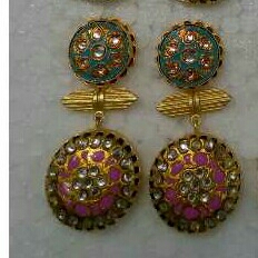 Fancy Brass Ladies Meenakari Earrings