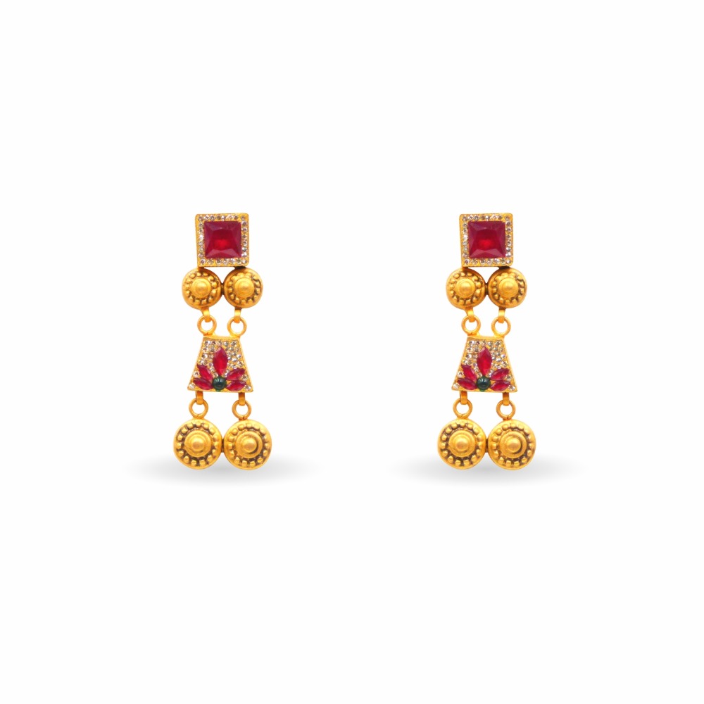 Antique Flower Earring 22k Gold