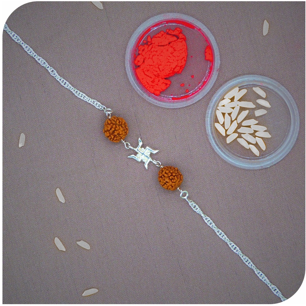 Rudrax swastik chain rakhi