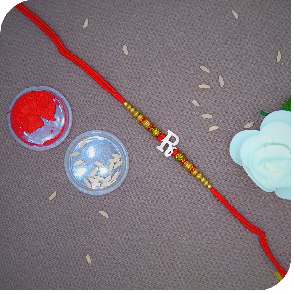 ' r ' alphabet  925 silver rakhi