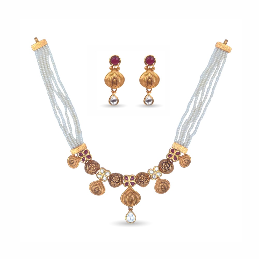 Antique Moti Necklace 22k Gold