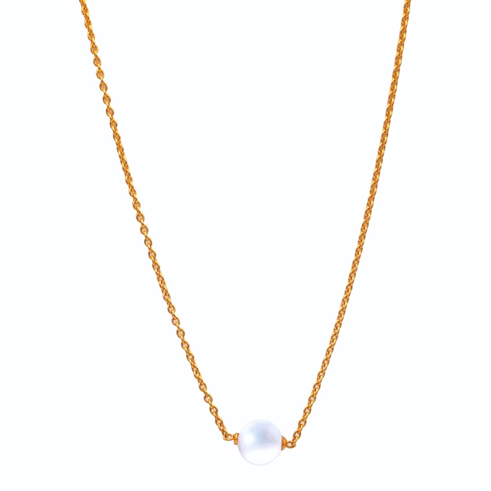 Single Pearl 22k Gold Chain