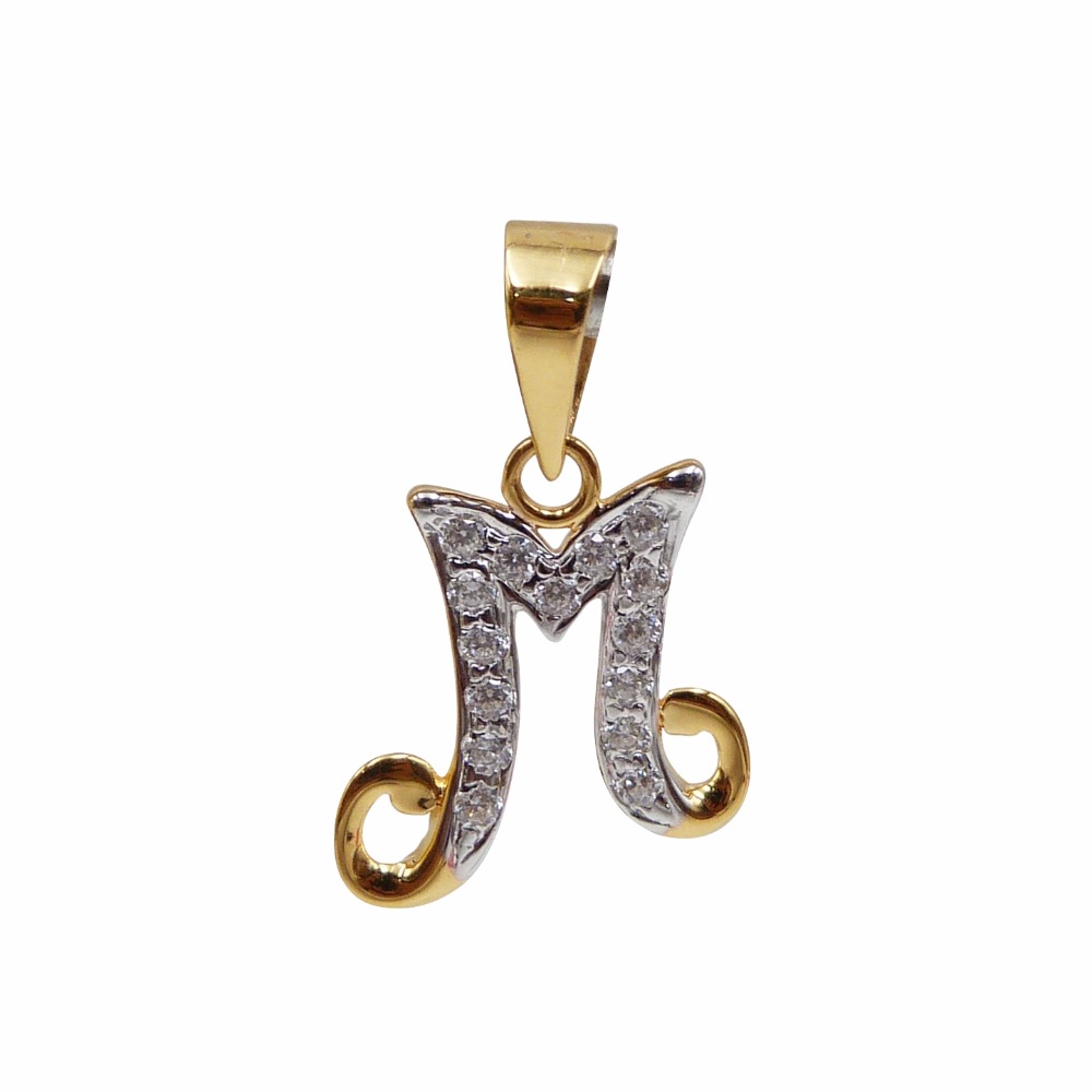 ' M ' Alphabet 18k Rose Gold Pendant
