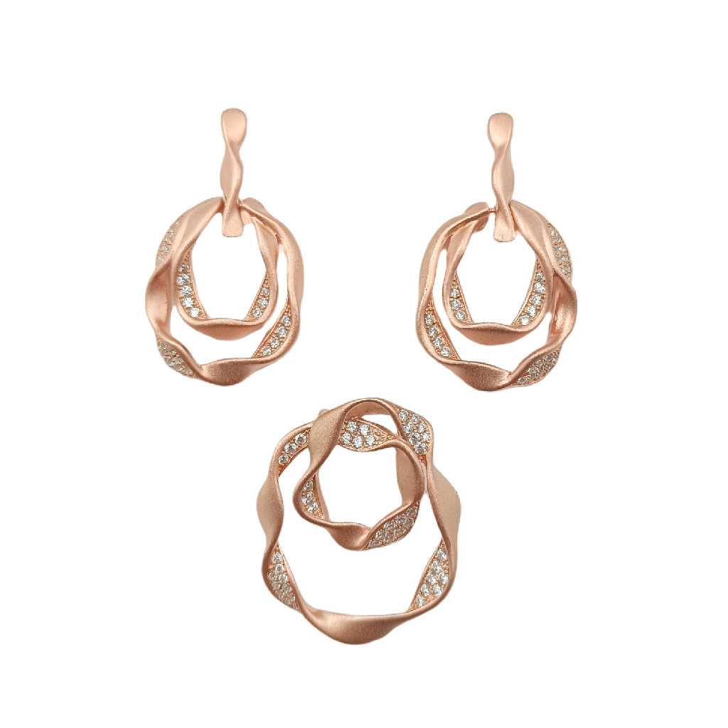 Curves Rose 925 Silver Pendant Set