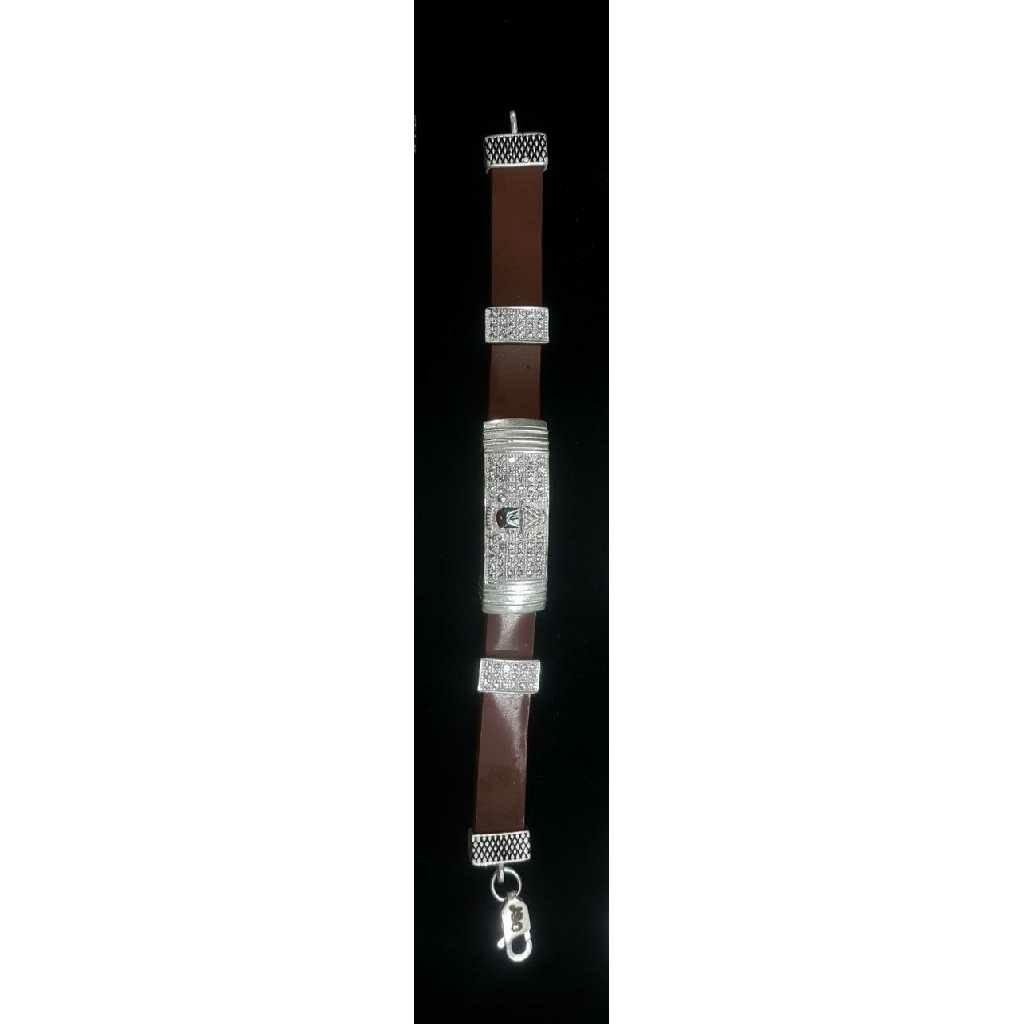 Silver  Unique Leather Indian Ladies Bracelet