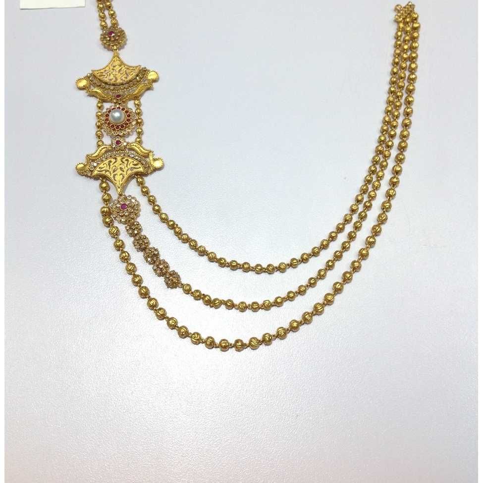 22KT Gold Ladies Indian Antique Vertical Attractive Necklace