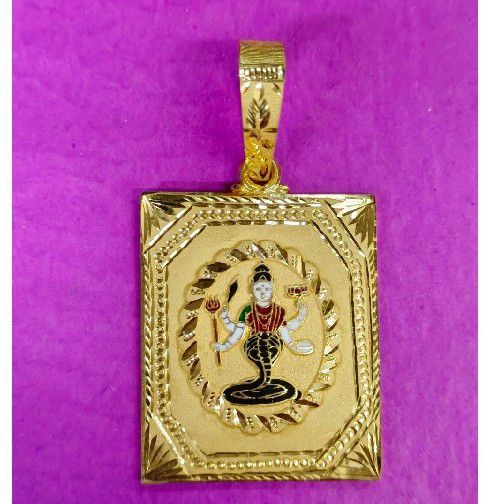 916 Gold Rectangle Shape Nagneswari Maa Mina Pendant