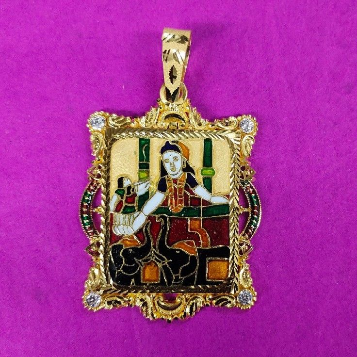 916 Gold Rectangle Fancy Shakti Ma Mina Pendant
