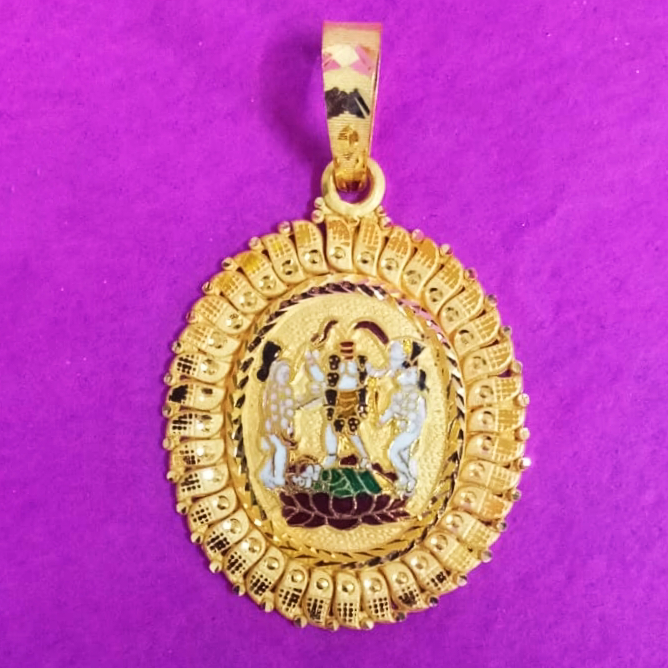916 Gold handmade ful jogani ma mina pendant