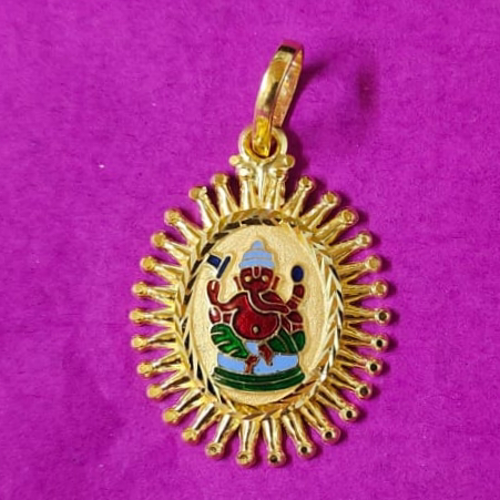 916 Gold Fancy Daily Wear Ganpati Bapa Mina Pendant