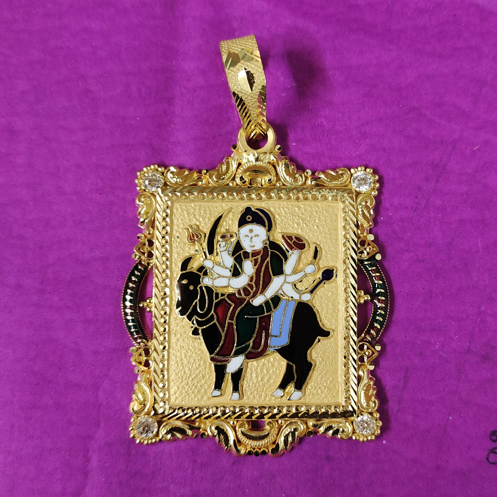 916 Gold Gents Pendant Meladi Ma Minakari