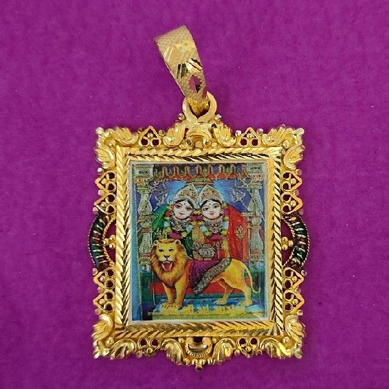 916 Gold Fancy Printed Chamunda Ma Pendant