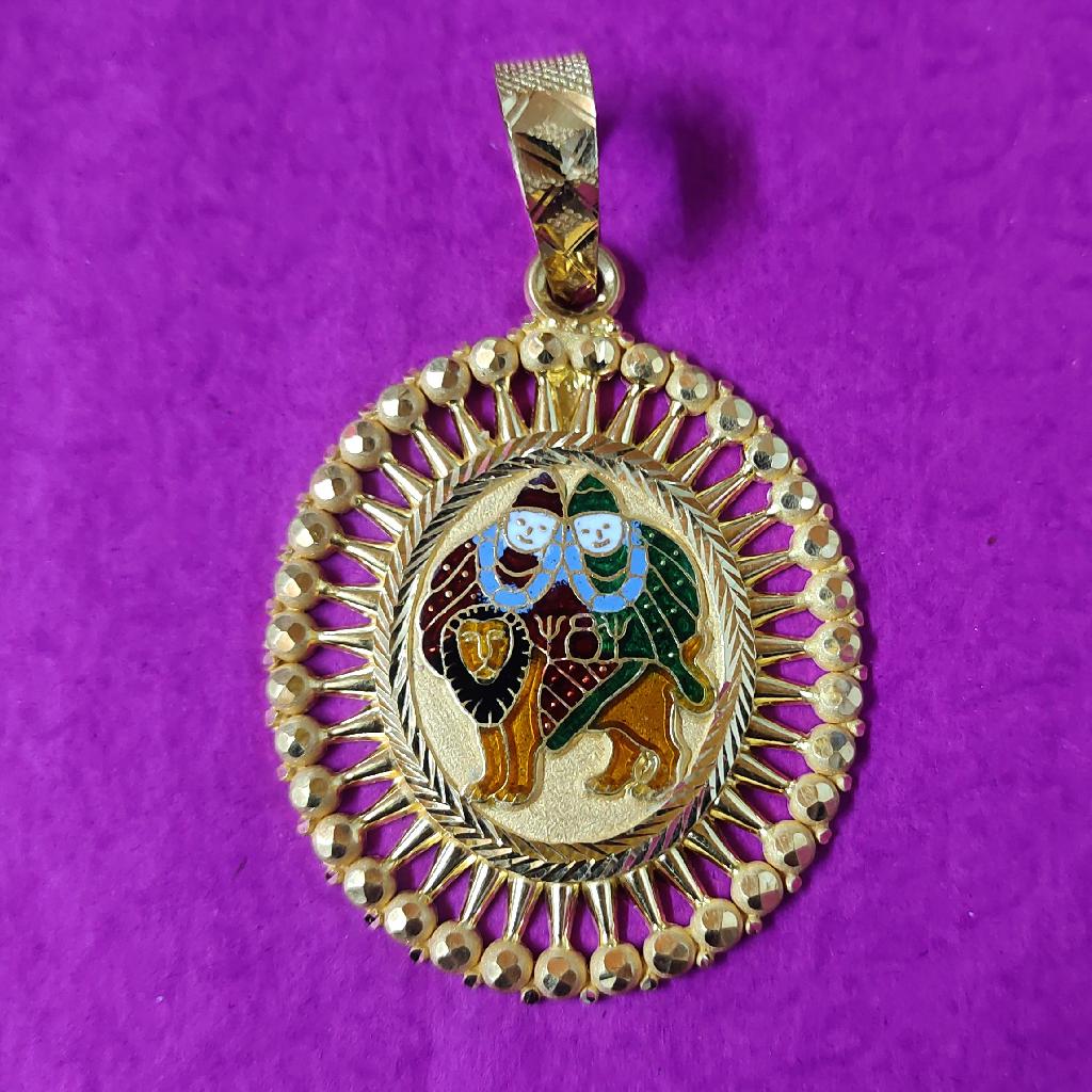 916 Gold Antique Shape Chamunda Ma Mina Pendant