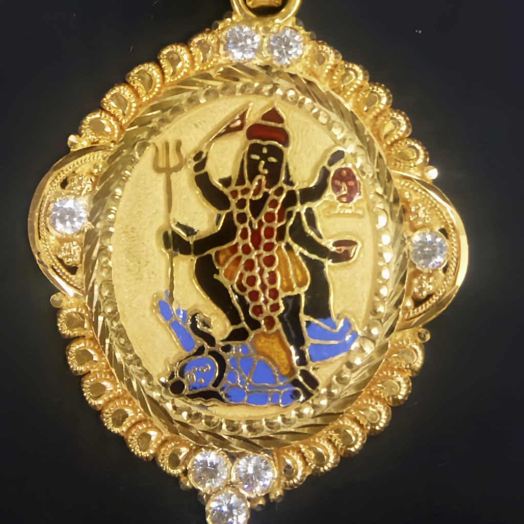 Gold Mahakali ma mina pendant