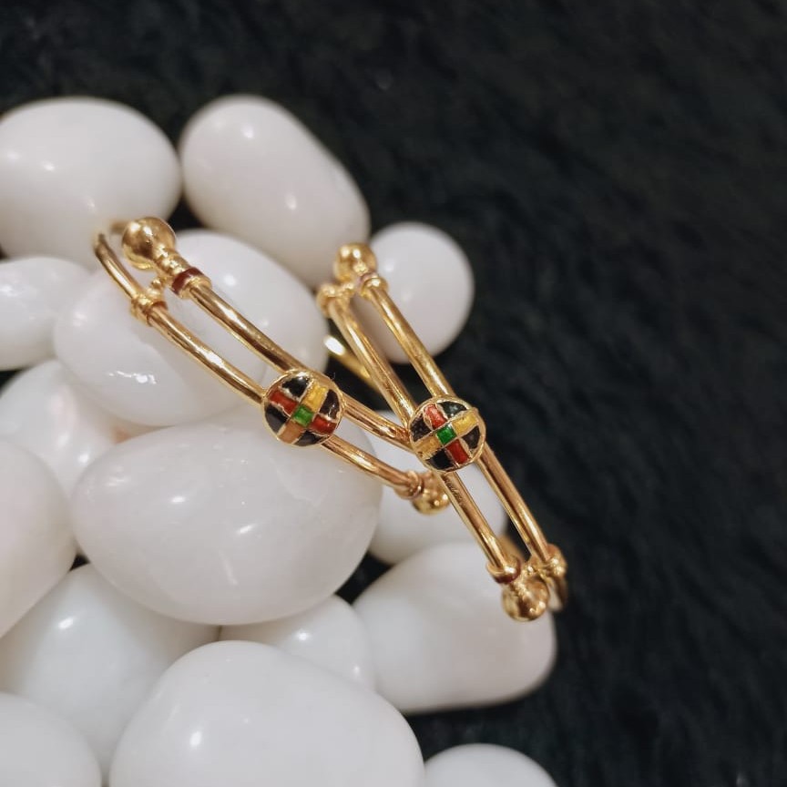 916 Gold Colorful Kadli Bangle