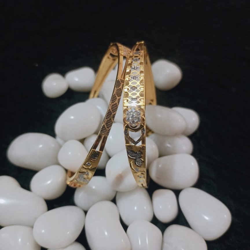 916 Gold Fancy Rhodium Plated Bangle