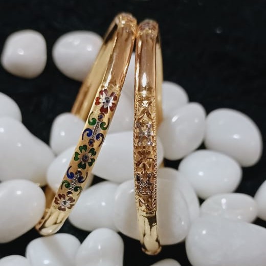 916 Gold Flower Design Kadli Bangle