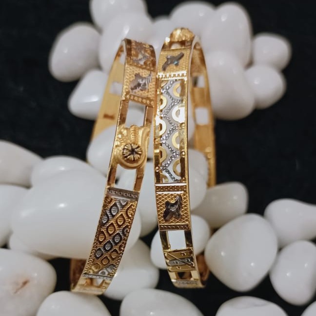916 Gold Double Pipe Copper Kadli Bangle
