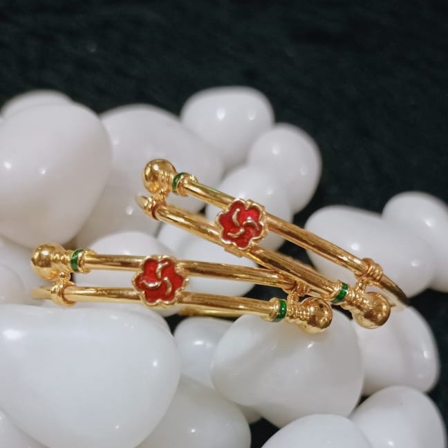 916 Gold Ball Pipe Copper Kadli Bangle