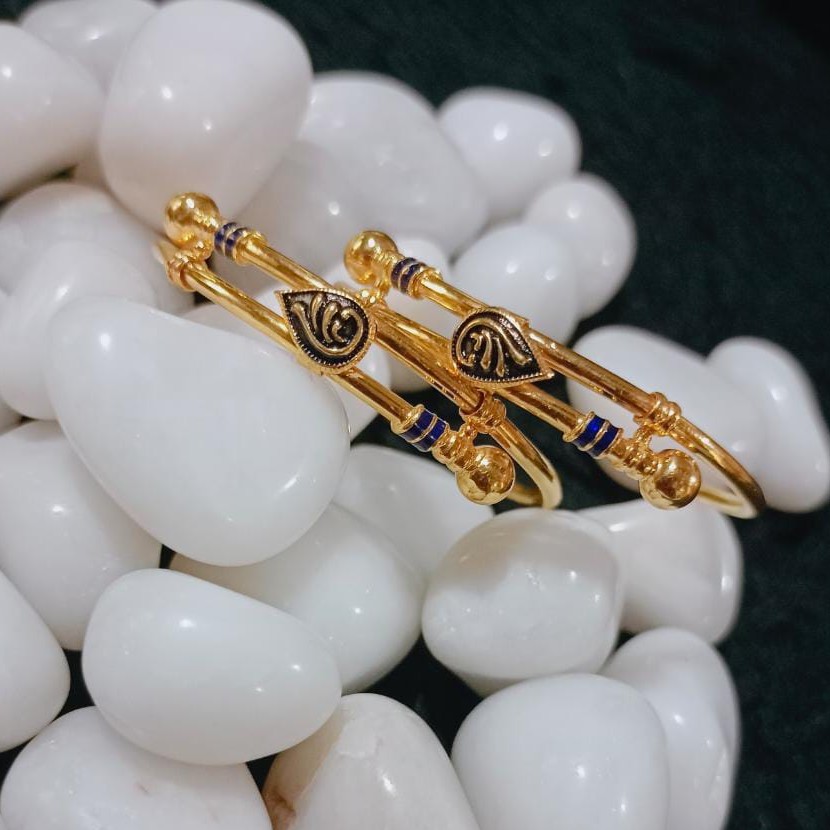 22K Gold Ball Pipe Kadli Bangle