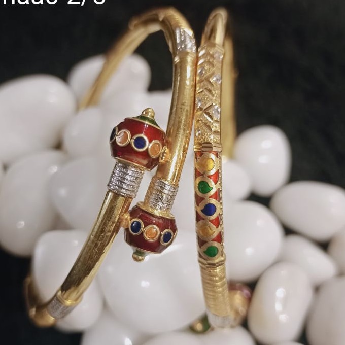 916 Gold Fancy Ball Pipe Copper Kadli Bangle SGC19
