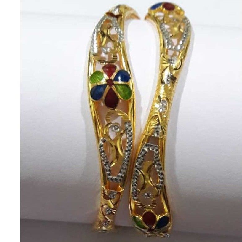 22KT Gold Colorful Flower Design Bangle