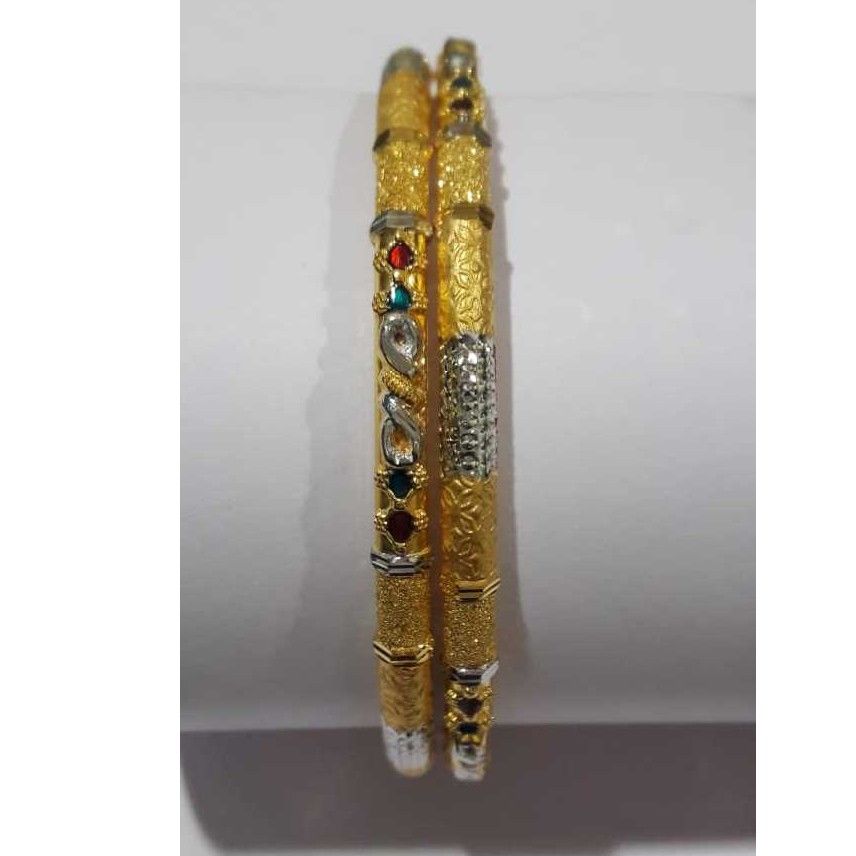 22KT Gold Designer Colored Stone Copper Pipe Kadli