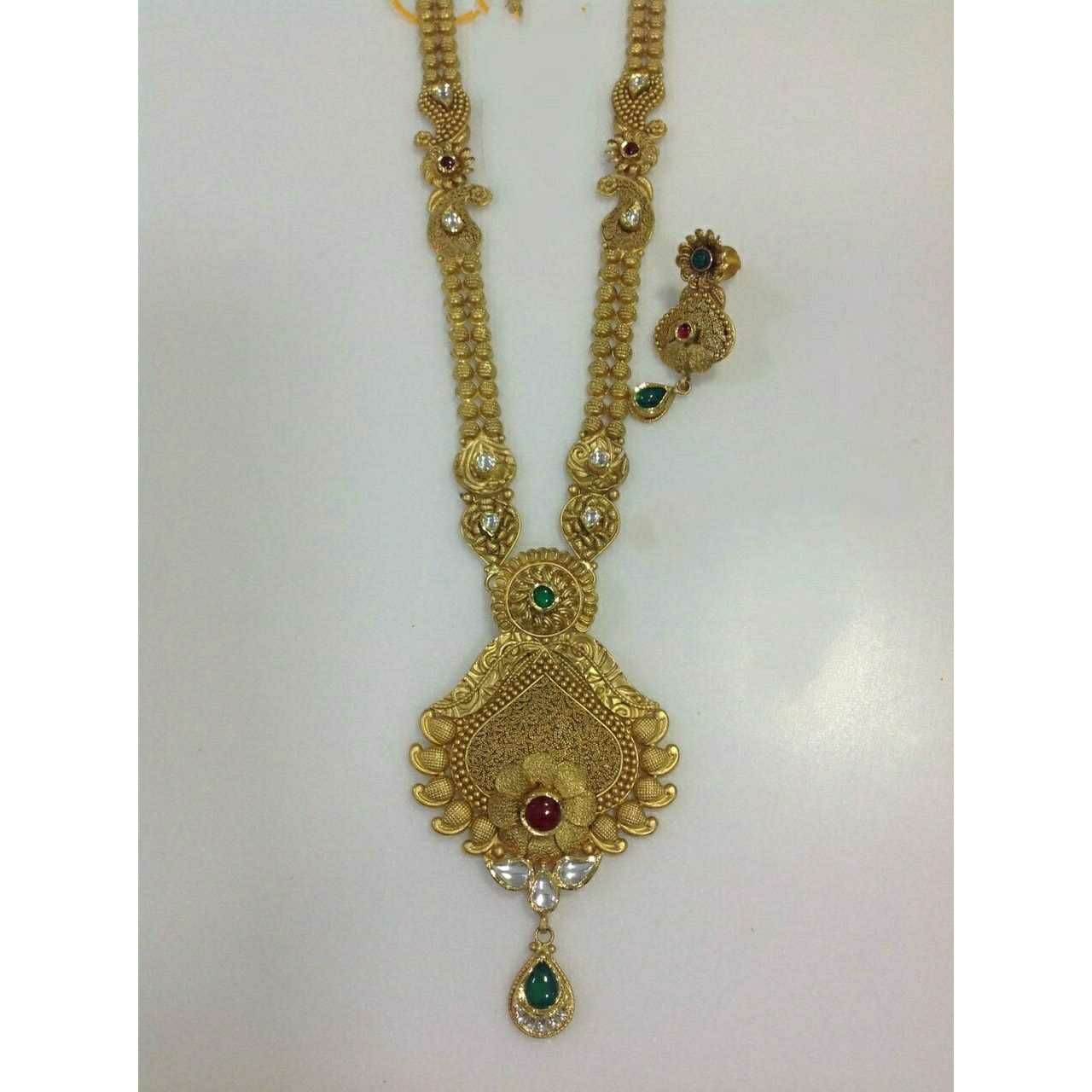 22KT Antique Gold Ladies Jadtar Necklace Set