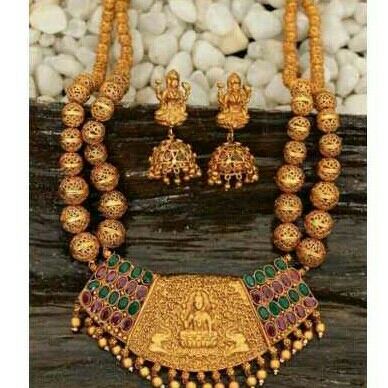 22KT Gold Rajwadi Necklace Set