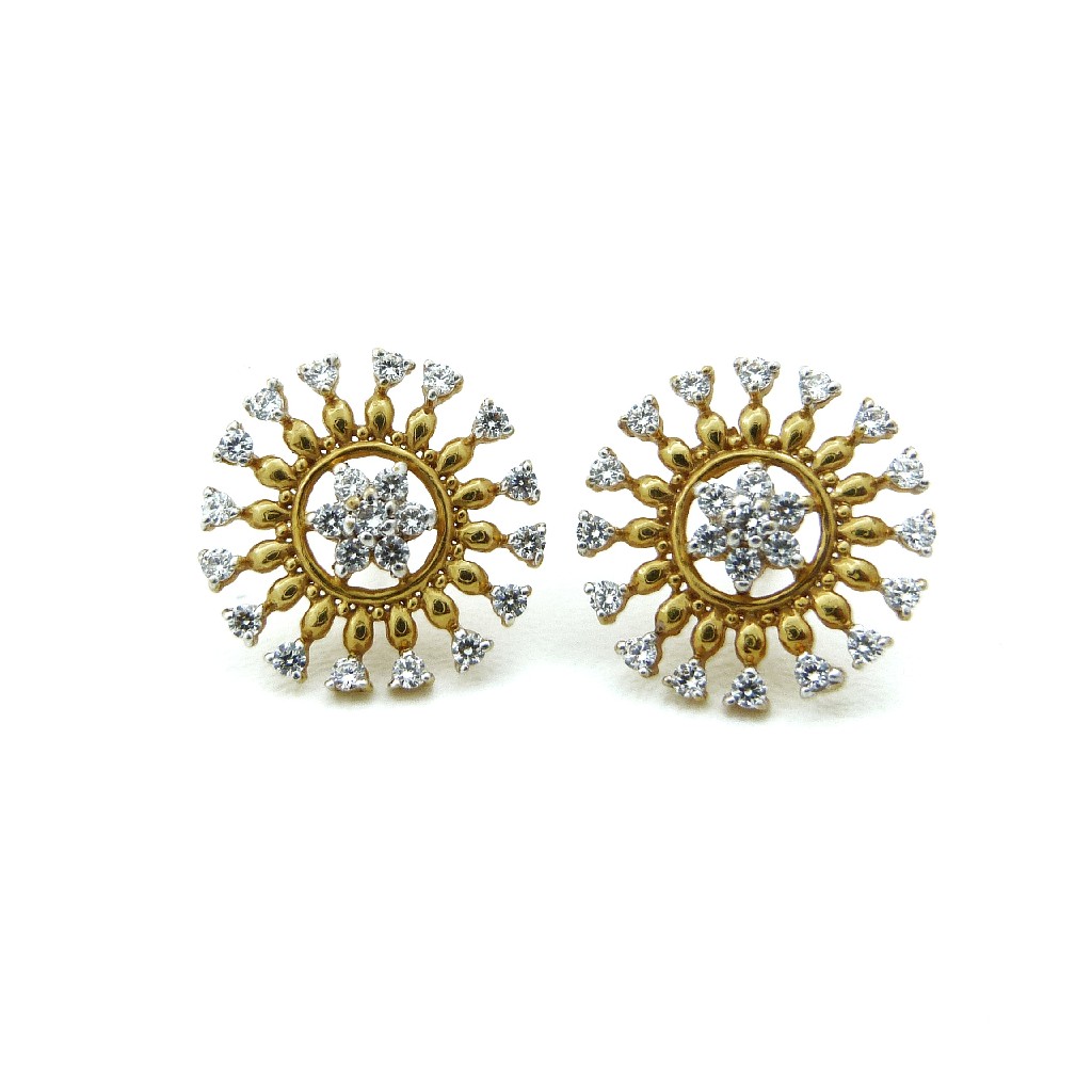 22K Gold CZ Round Fancy Tops