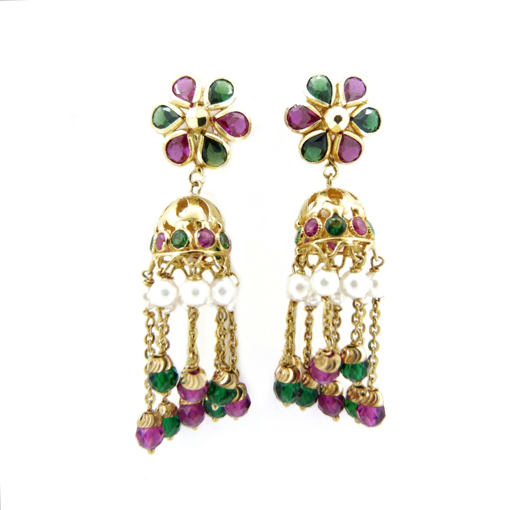 18K Gold Colour Stone Folding Jummar