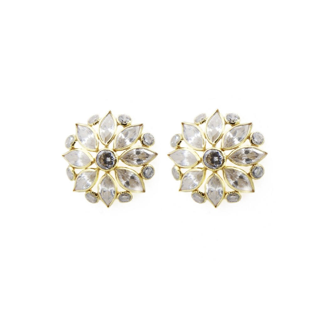 18K Gold White Marquise Stone Tops
