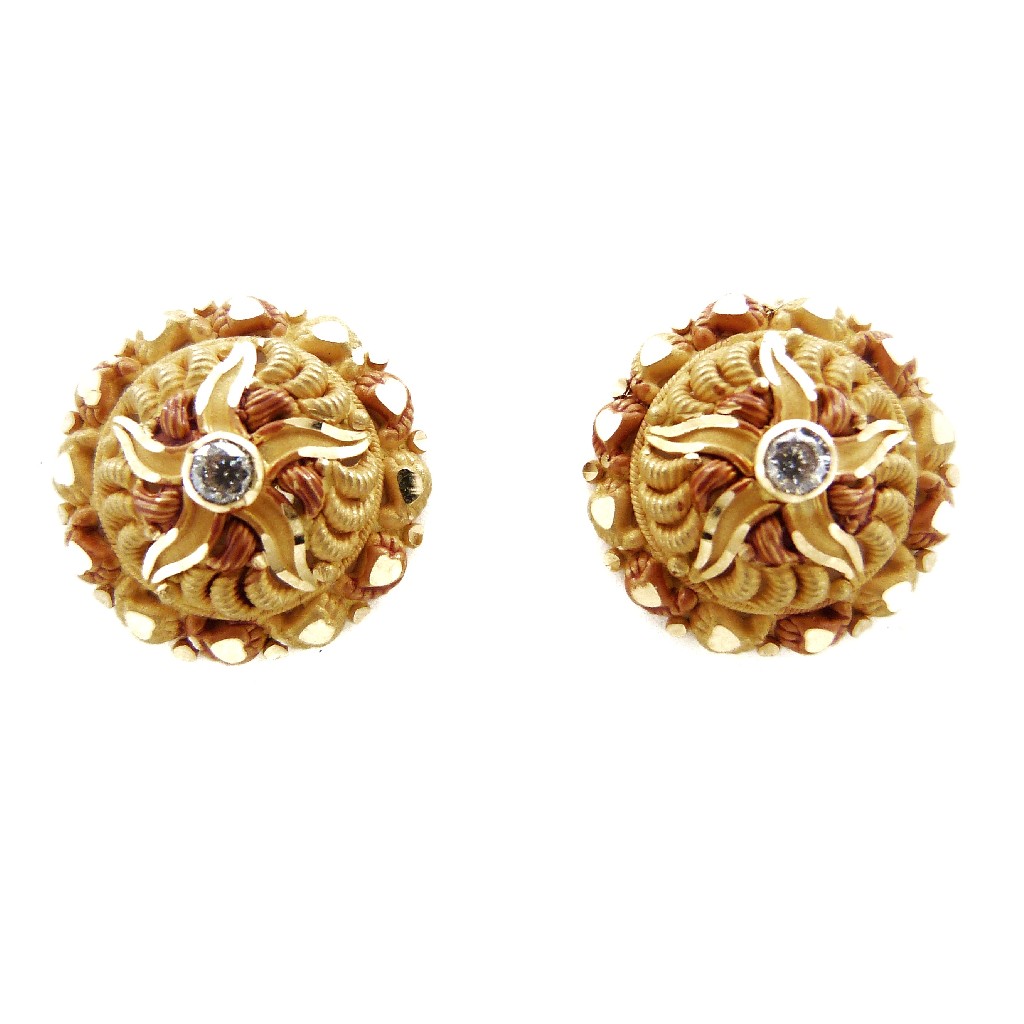 22K Gold Round Fancy Earring