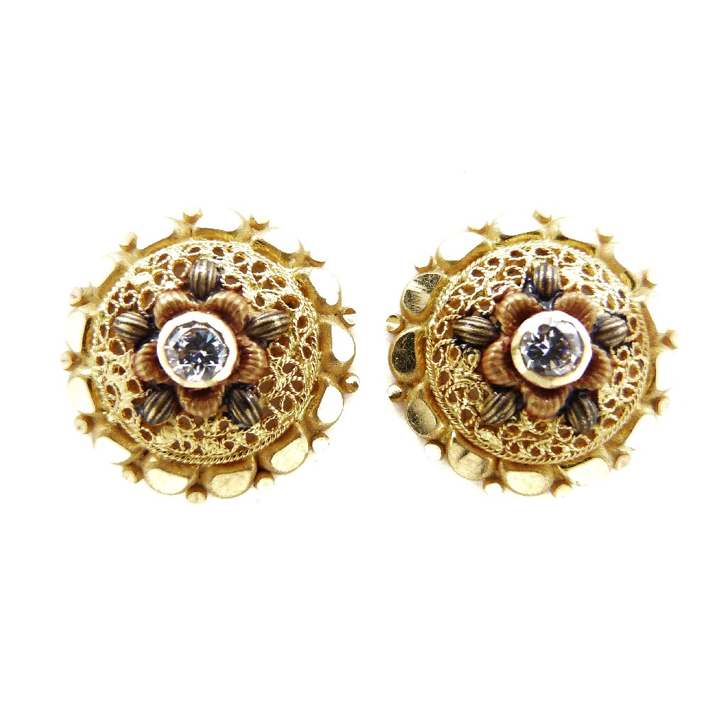 22K Gold Round Fancy Earring