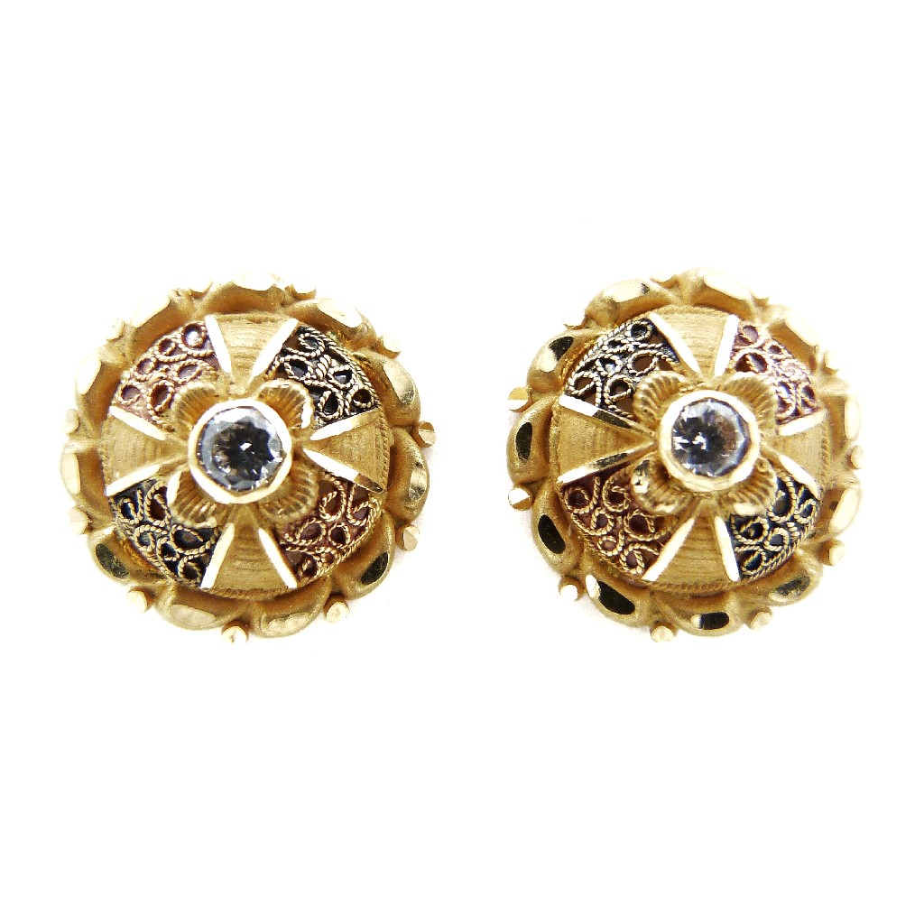 22K Gold Round Fancy Earring
