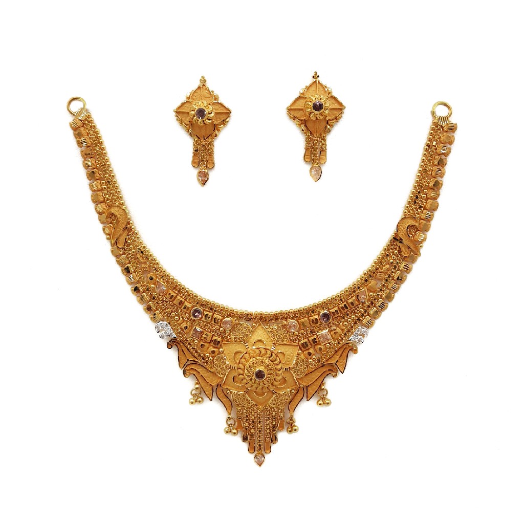 22k Gold Culcutti Necklace with Earrings