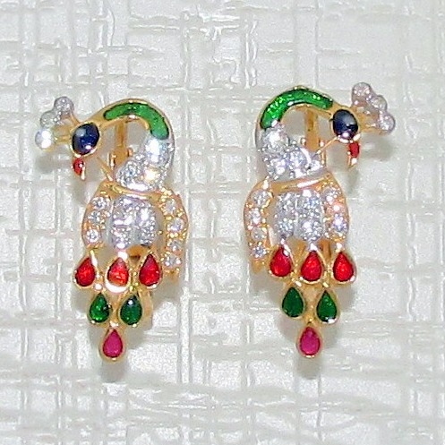 22KT Gold Multi Color Diamond Earrings