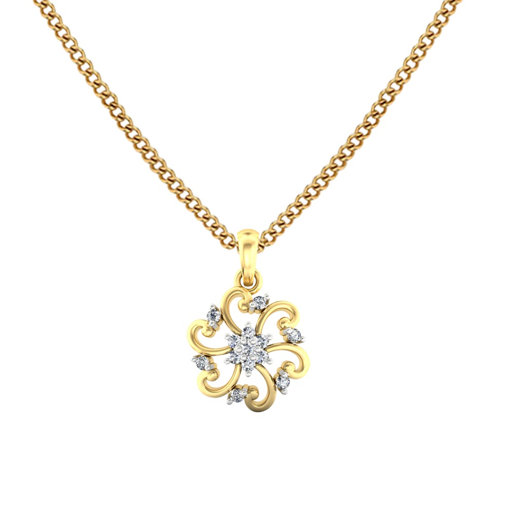 real flower look diamond pendent
