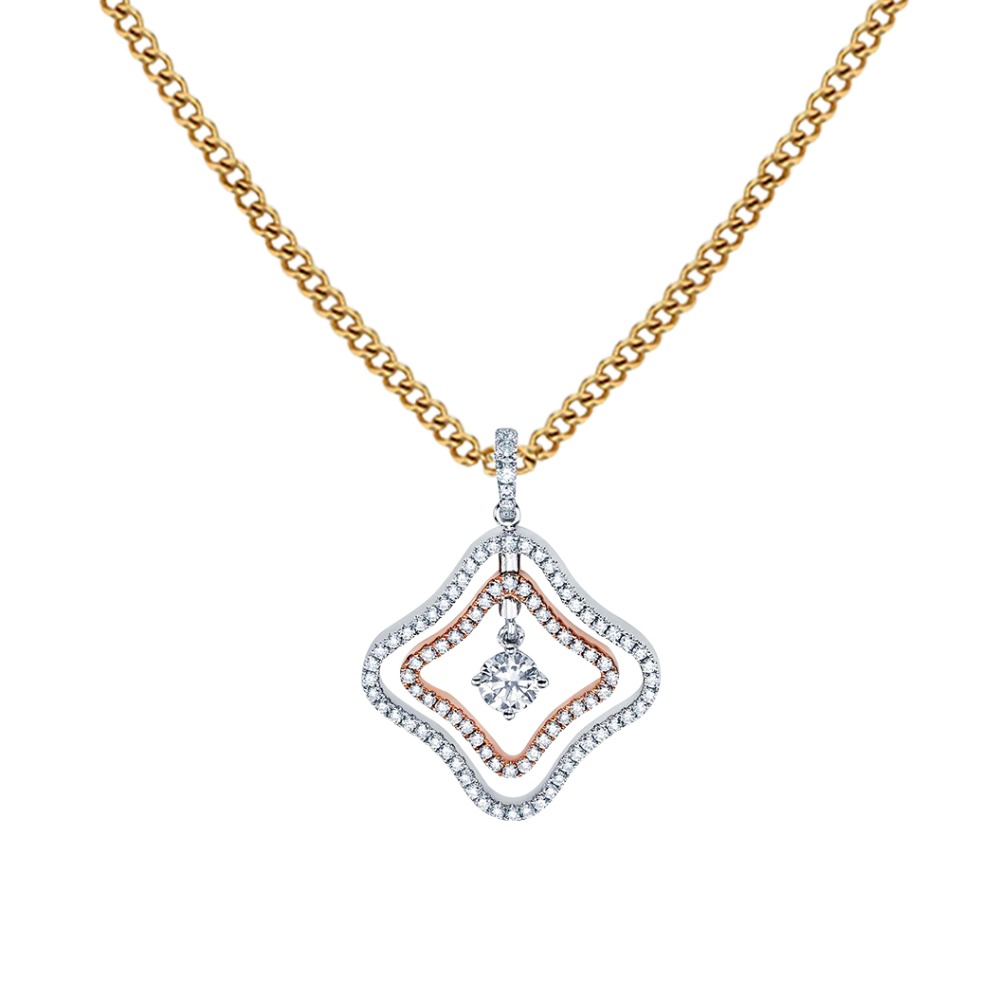 2 tone diamond  pendent