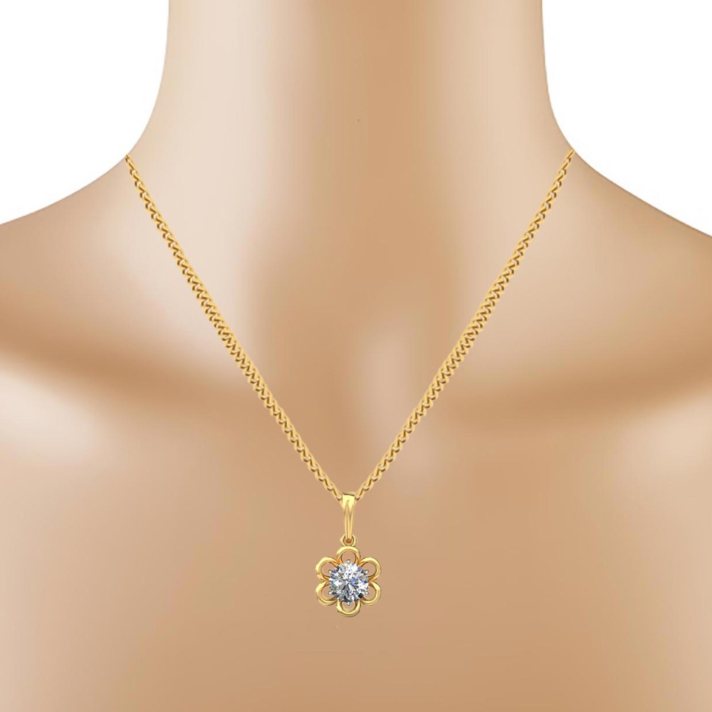 flower with center solitaire pendant - Image 2