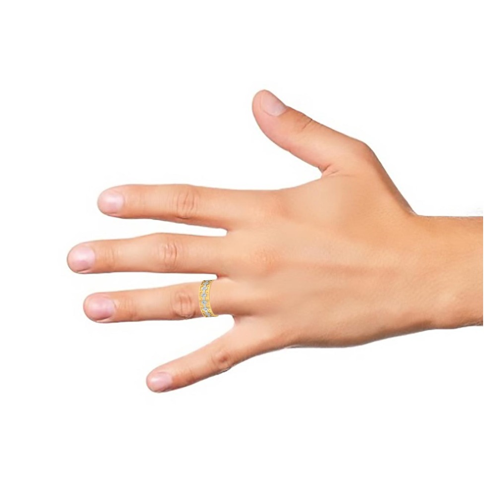 white tone with gold gents ring - Image 2